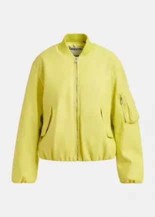 Yellow Oversized Cropped Bomber Jacket