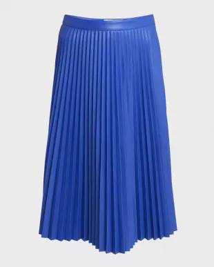 Daphne Pleated Faux-Leather Midi Skirt