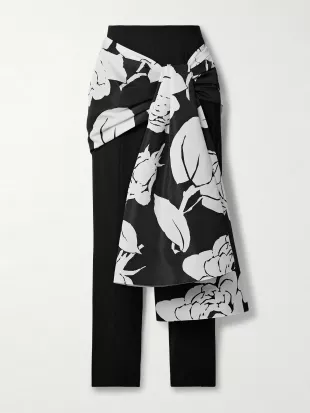 Draped Wool-blend twill Slim-leg Pants
