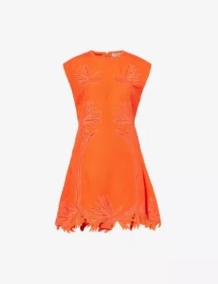Raquel Embroidered Linen-Blend Mini Dress