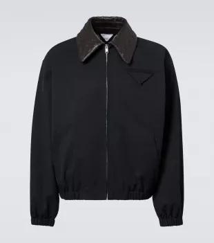 Intrecciato Leather-trimmed Canvas Blouson