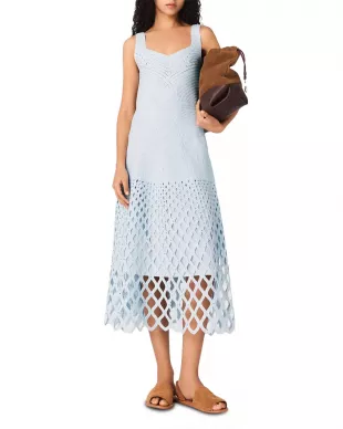 knitted dress jumper Beige Open Twist Back Knit Midi Dress main image 0