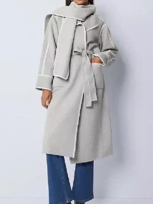 The Today Show Sheinelle Jones Grey Scarf Coat