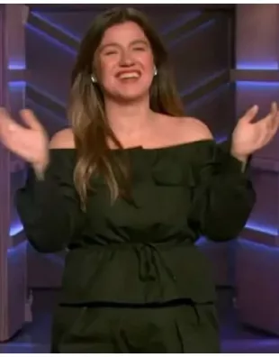 The Kelly Clarkson Show Kelly Clarkson Off Shoulder Belted Top