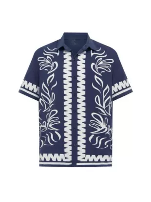Perfect Match S04 Dave Hand Blue Floral Print Shirt