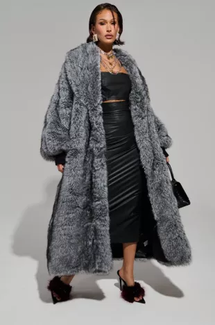 Tsunami Faux Fur Trench