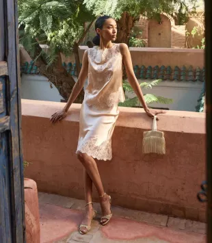 Silk-Lace Elowette Midi Skirt