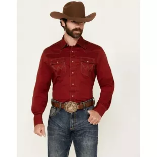 Retro Premium Solid Long Sleeve Snap Western Shirt