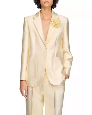 Satin Jacket with Flower Detail