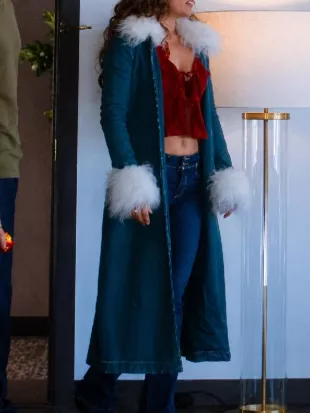 Off Campus Allie Hayes Denim Fur Collar Coat
