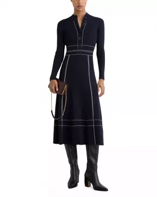 Charlie Contrast-Stitch Knitted Midi Dress