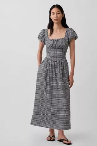 Linen-Blend Drop-Waist Maxi Dress