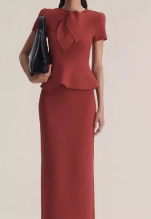 Crepe Knit Pencil Long Skirt