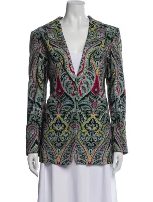 Blue Paisley Silk Blazer