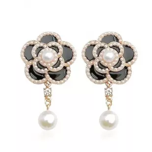 Pearl Flower Dangle Drop Stud Earrings
