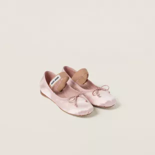 Satin Logo Strap Ballet Flats