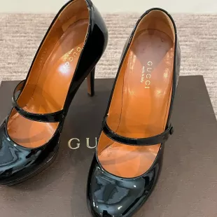 Black Patent Leather Betty Mary Jane Platform Pumps