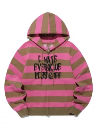 The Wonderfools Park Eun-bin Pink Striped Hoodie