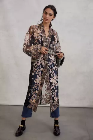 Sequined Kimono Duster Jacket