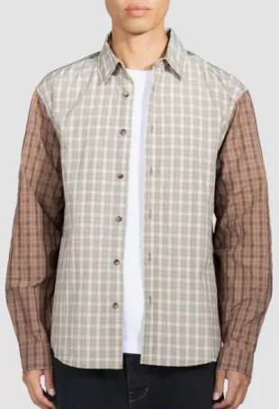 Dazed Mismatched Plaid Button Up Shirt