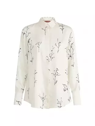 Chika Botanical-Print Silk Shirt