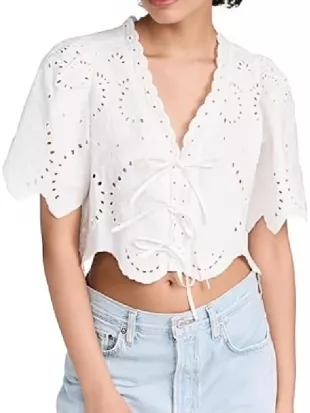 Dutton Ranch Kelly Reilly White Eyelet Top