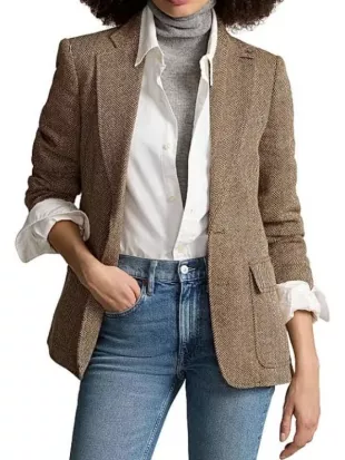Dutton Ranch Kelly Reilly Brown Checkered Blazer