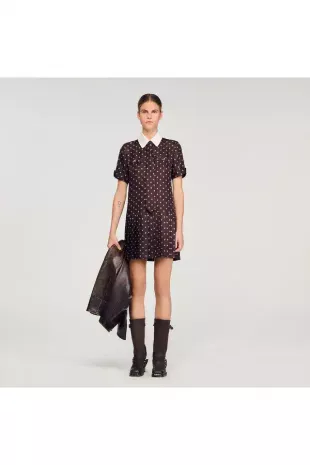 Printed Satin-effect Mini Dress