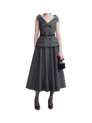 Double-Breasted Belted Dress