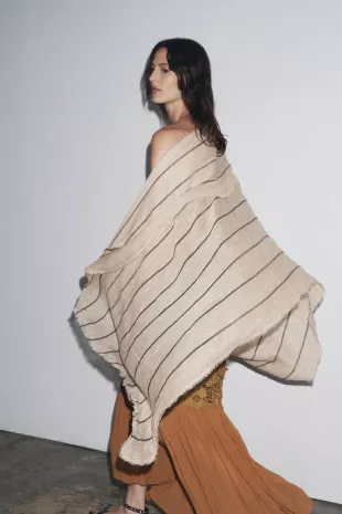 100% Linen Striped Scarf