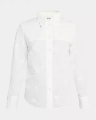 Floral Sequined Poplin Button Down Top