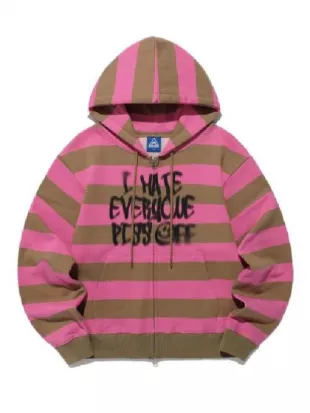 The Wonderfools S01 Park Eun-bin Pink Striped Hoodie