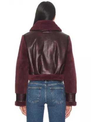 Marshals S01 Morgan Lindholm Burgundy Cropped Leather Jacket