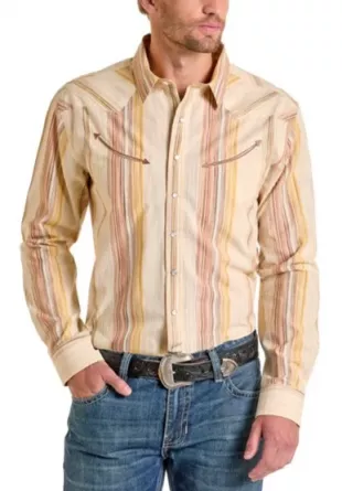 Panhandle Slim Taupe Stripe Men's Western Snap