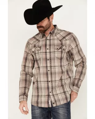 Men's Load Plaid Print Long Sleeve Snap Western Shirt