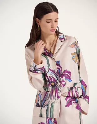 Pyjama Shirt in Iris Ivory
