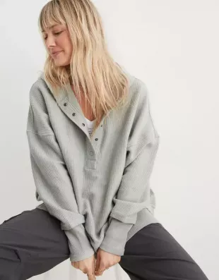 Textured Henley Hoodie