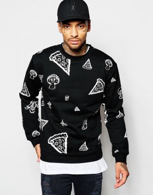 Hero’s Heroine Sweatshirt In All Over Pizza Print