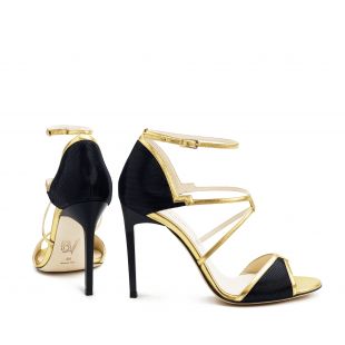 sandales noires et or