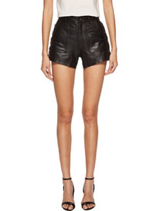 The Kooples Leather Shorts with Button Details