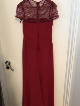 Burberry Prorsum Runway Long Red/Burgundy Gown Bustier Netted