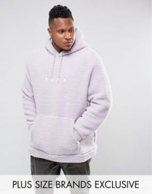 Puma PLUS Borg Pullover Hoodie In Lilac Exclusive to ASOS 57658201