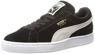 PUMA Women's Suede Classic  Sneaker,Black/White,7.5 B US