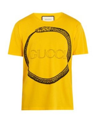 T shirt en coton à imprimé serpent et logo | Gucci | MATCHESFASHION.COM FR