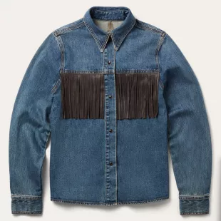 Leather Fringe Denim Shirt