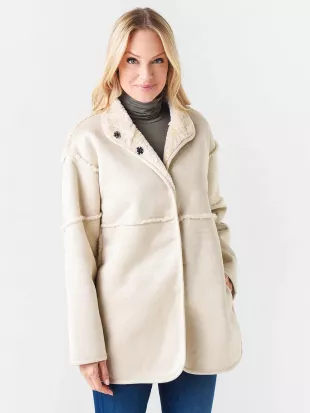 Women's Lux Suede and Sherpa Reversible Coat