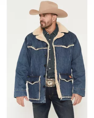 Men's Vincent Medium Wash Sherpa Lined Denim Jacket