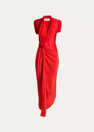 Twist Dress In Cardinal Red