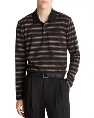 Striped Long Sleeve Jersey Polo