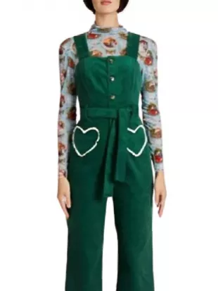 Girl Meets Farm S15 Molly Yeh Green Heart Pocket Jumpsuit